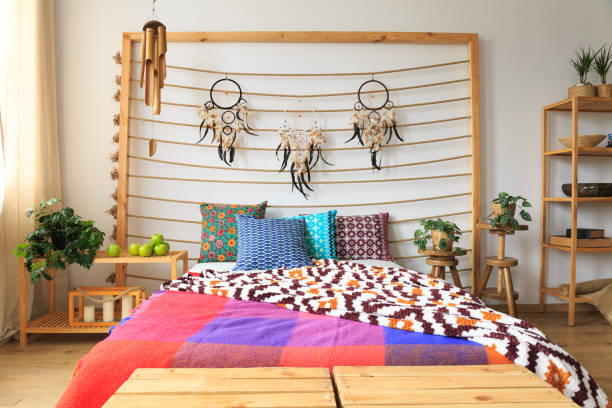 istock Bedroom with colorful bed 836497798