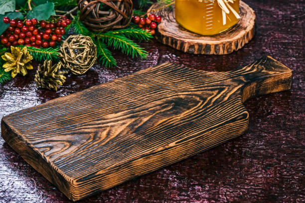 istock Wooden serving board with christmas theme 836498062