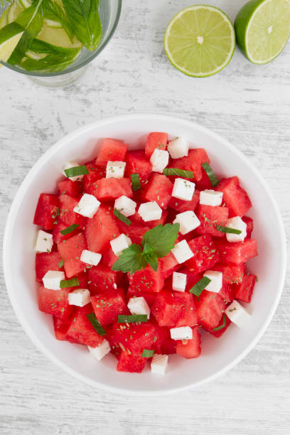 istock Watermelon Salad with Feta Cheese and Cold Drink 836498082