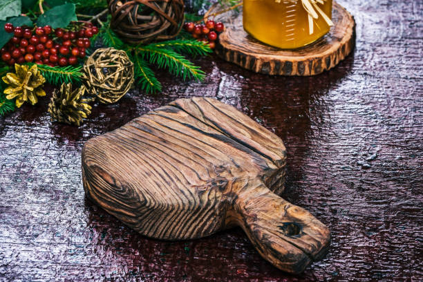 istock Wooden serving board with christmas theme 836498104
