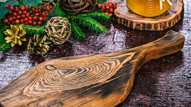 istock Wooden serving board with christmas theme 836498118