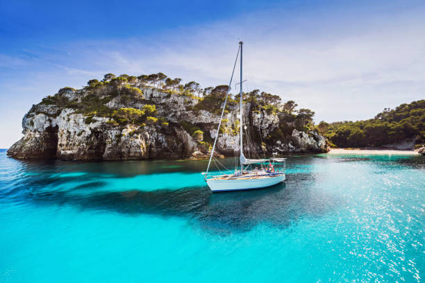 istock Beautiful bay with sailing yacht 836502144
