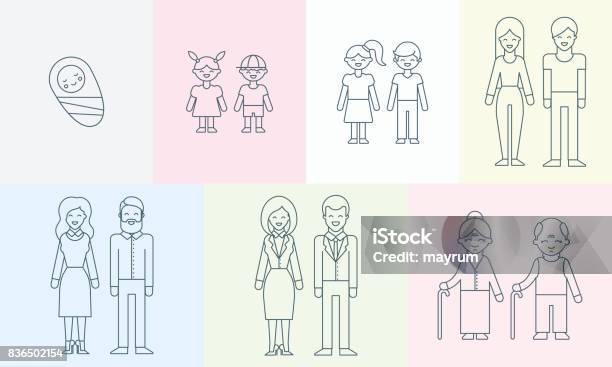 People Of Different Ages Vector Illustration For Infographic Stock Illustration - Download Image Now