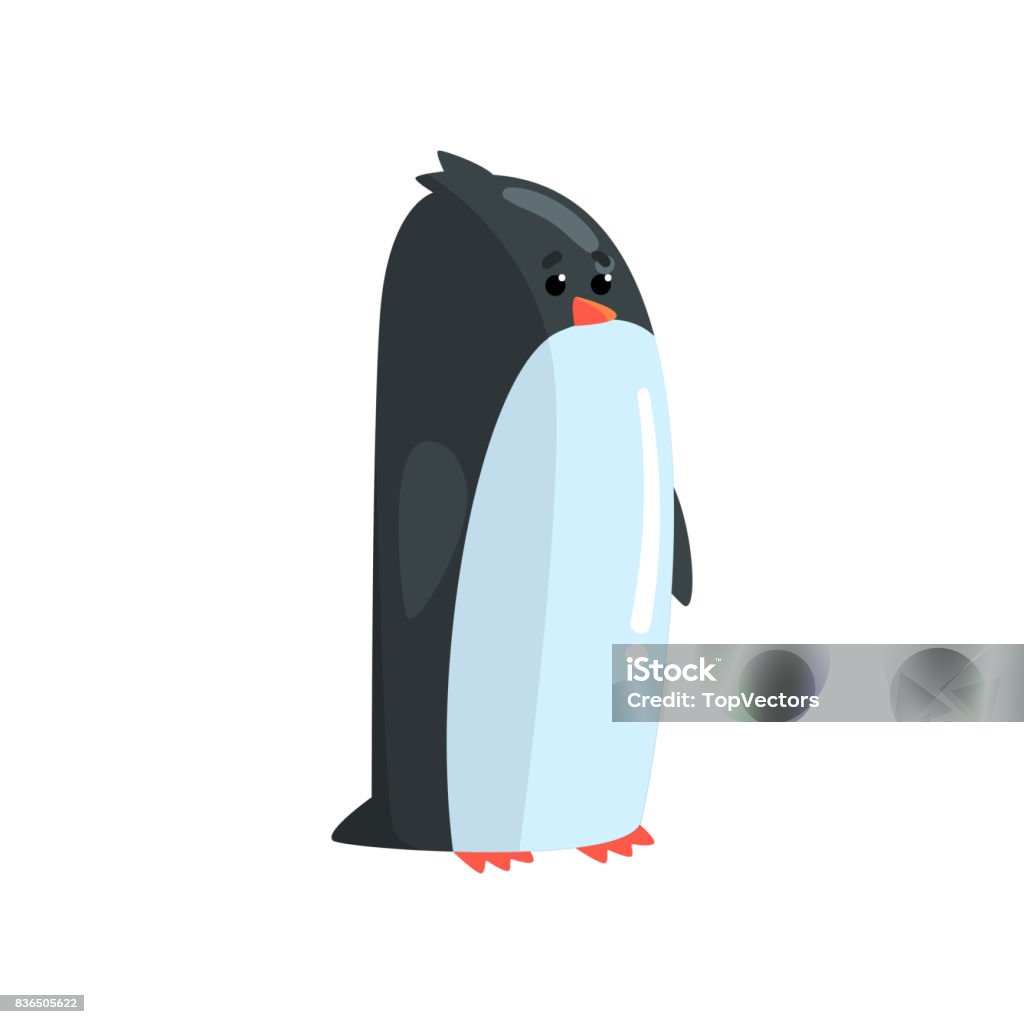 Cute little funny penguin chick standing character vector Illustration Cute little funny penguin chick standing character vector Illustration on a white background Animal stock vector