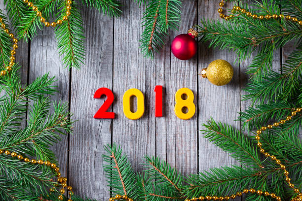 istock New year 2018 with a Christmas tree 836507282