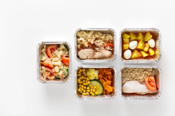 istock Healthy food take away in boxes on white background 836508700