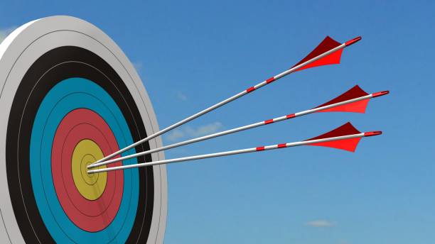 istock Target with arrows - Target with three bow arrows in the middle of the target 836514218