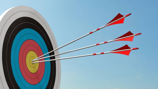 istock Target with arrows - Target with three bow arrows in the middle of the target 836514376