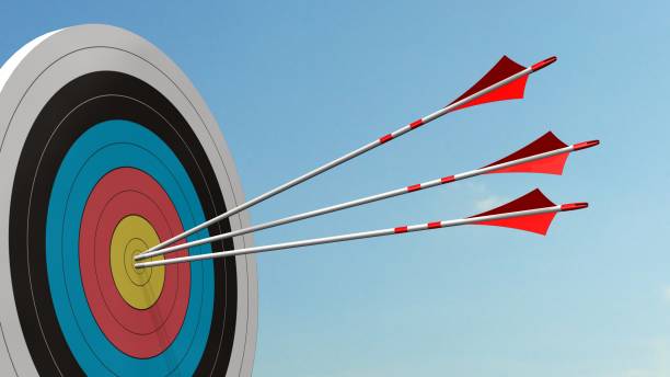 istock Target with arrows - Target with three bow arrows in the middle of the target 836514500