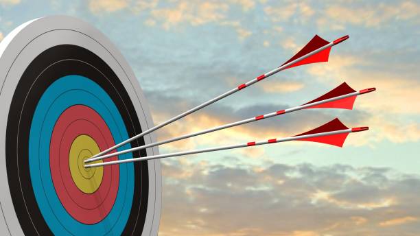 istock Target with arrows - Target with three bow arrows in the middle of the target 836514864