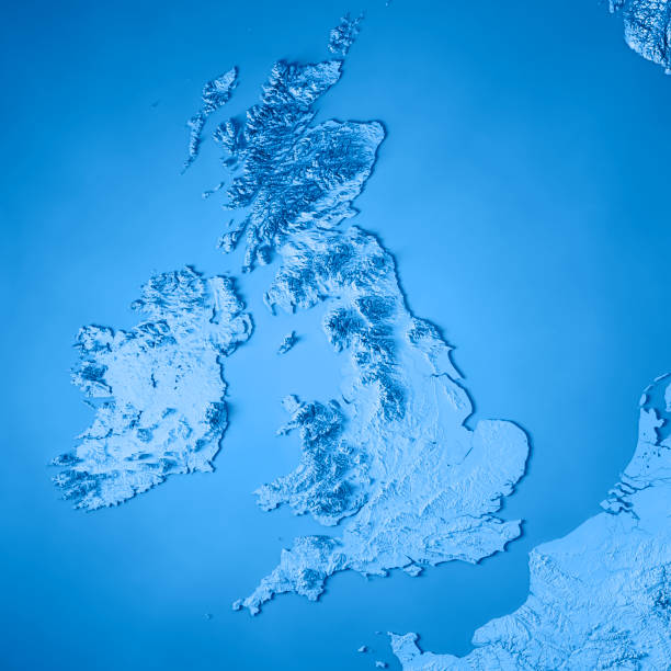 istock United Kingdom Country 3D Render Topographic Map Blue 836514886
