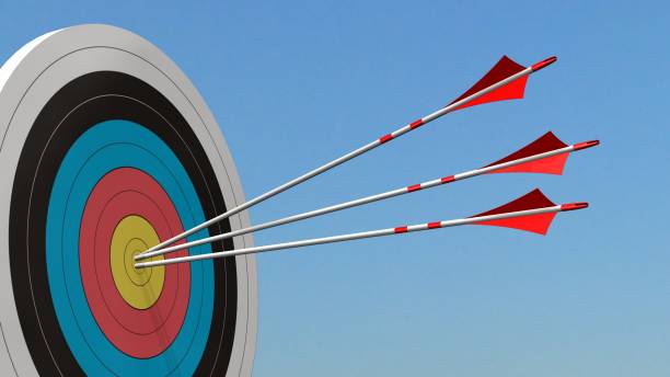 istock Target with arrows - Target with three bow arrows in the middle of the target 836515008