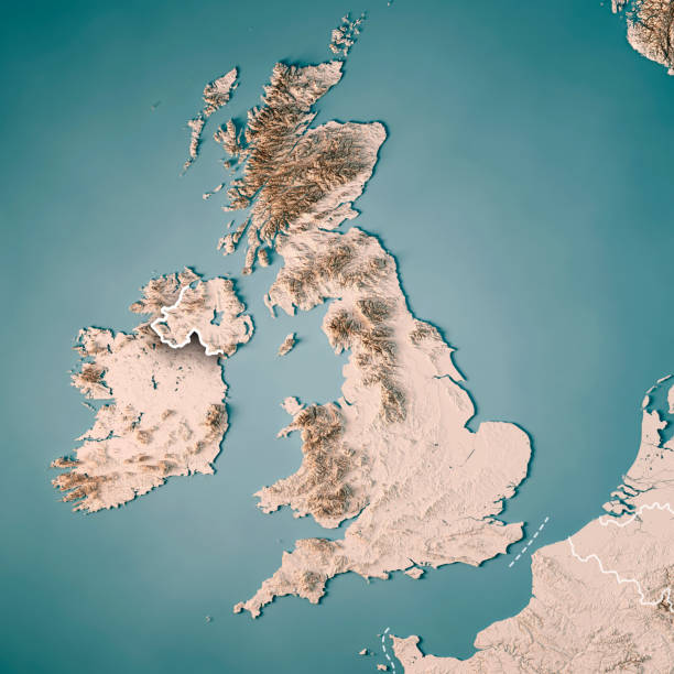 istock United Kingdom Country 3D Render Topographic Map Neutral Border 836515126
