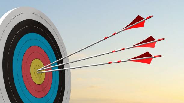 istock Target with arrows - Target with three bow arrows in the middle of the target 836515216