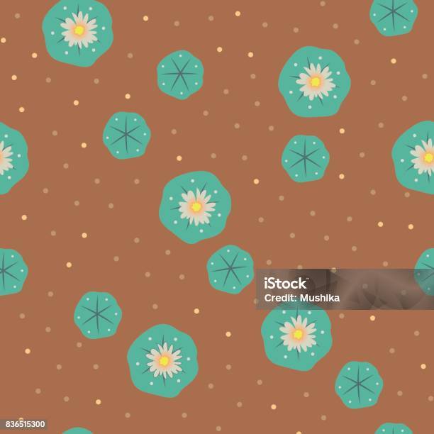 Vector Peyote Lophophora Cactus Seamless Pattern Stock Illustration - Download Image Now - Abstract, Art, Backgrounds