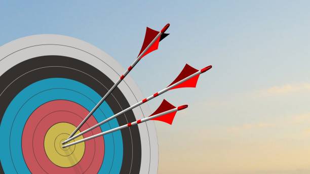 istock Target with arrows - Target with three bow arrows in the middle of the target 836515342