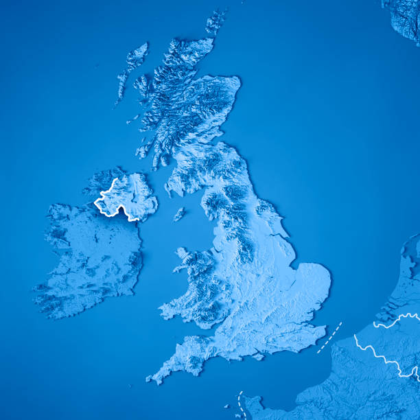 istock United Kingdom Country 3D Render Topographic Map Blue Border 836515500