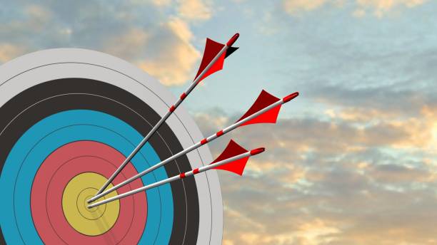 istock Target with arrows - Target with three bow arrows in the middle of the target 836515598