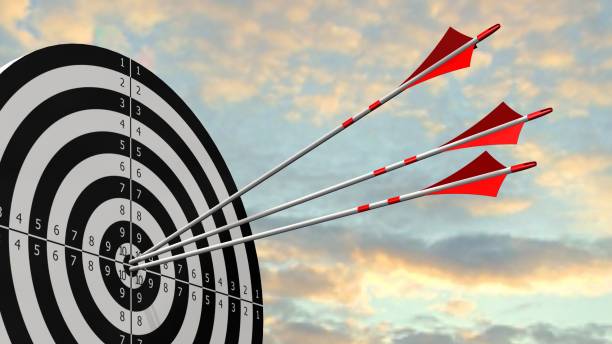 istock Target with arrows - Target with three bow arrows in the middle of the target 836515734
