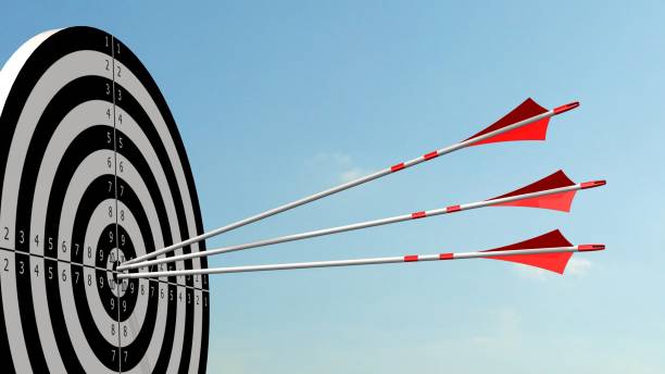 istock Target with arrows - Target with three bow arrows in the middle of the target 836515800