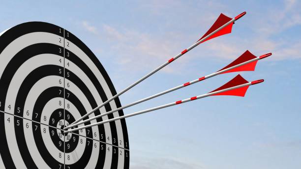 istock Target with arrows - Target with three bow arrows in the middle of the target 836515894