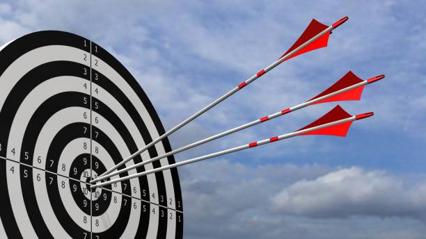 istock Target with arrows - Target with three bow arrows in the middle of the target 836515960