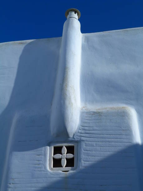 White wall and fireplace, Tinos island, Greece
