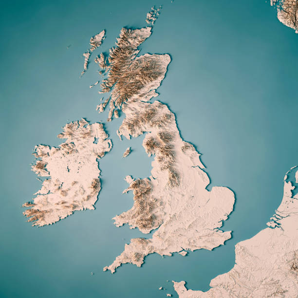 istock United Kingdom Country 3D Render Topographic Map Neutral 836518872