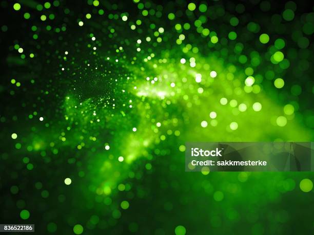 Green Glowing Nebula With Stars In Bokeh Depth Of Field Stock Photo - Download Image Now