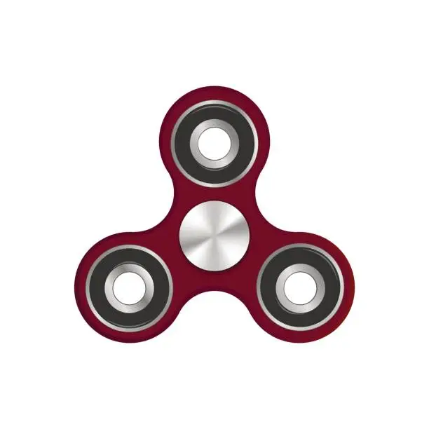 Vector illustration of Red fidget spinner toy - stress and anxiety relief. Vector.