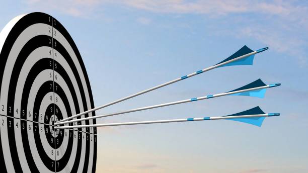 istock Target with arrows - Target with three bow arrows in the middle of the target 836524072