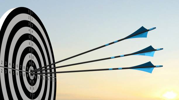 istock Target with arrows - Target with three bow arrows in the middle of the target 836526592