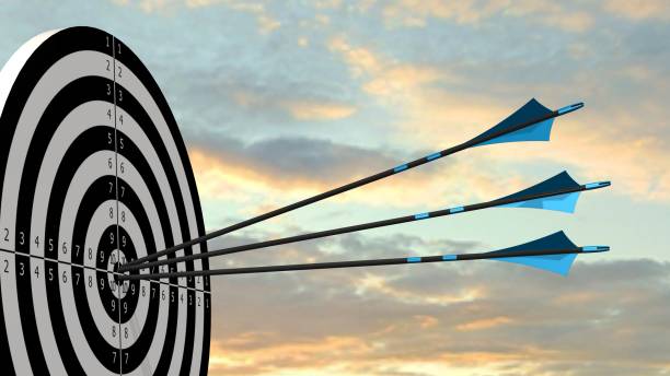 istock Target with arrows - Target with three bow arrows in the middle of the target 836526684