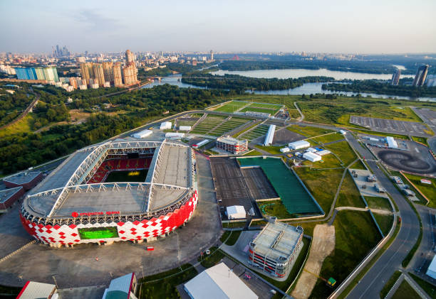 aerial view of spartak stadium in moscow - fifa torneio imagens e fotografias de stock