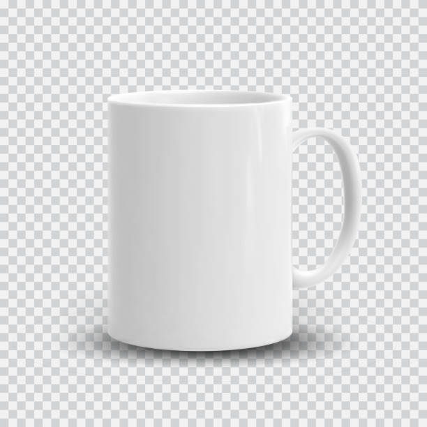 cangkir putih realistis terisolasi pada latar belakang transparan. template vektor untuk mock up. ilustrasi vektor - mug ilustrasi stok