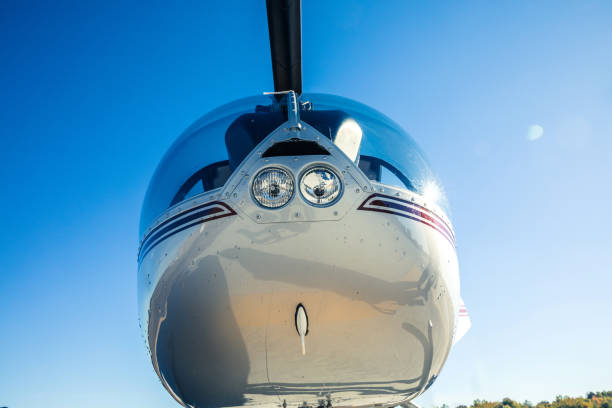 istock Helicopter ready for departure at Heliport 836548832