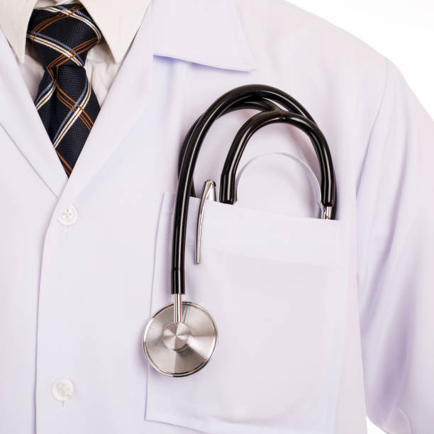 istock Doctor holding stethoscope with medical uniform with white background. 836555598