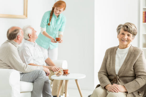 istock Elder lady at senior's house 836559262