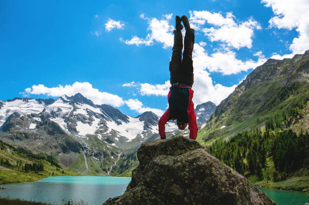 istock Practice gymnastic exercises in the open air in nature. 836567542