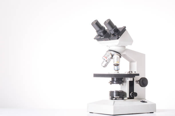 Microscope machine for research Microscope machine for research experiment with white background. microscope isolated stock pictures, royalty-free photos & images