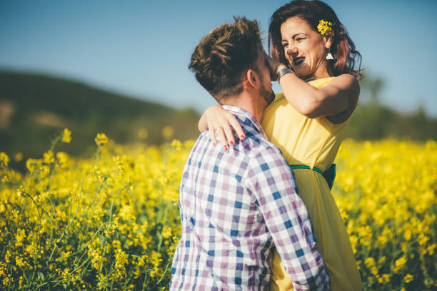 istock Retro couple walking together in countryside 836571680
