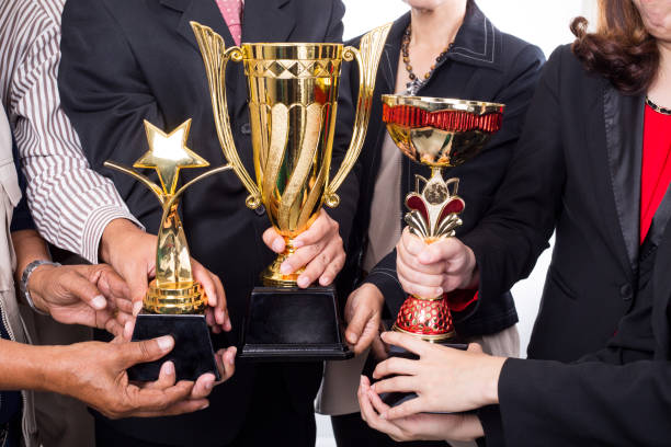 istock Award trophy winner business team 836578738
