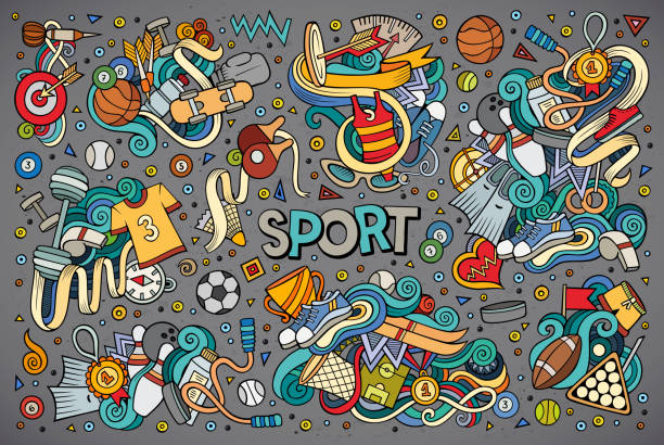 illustrations, cliparts, dessins animés et icônes de doodle bande dessinée série de dessins de sport - archery target sport sport computer icon