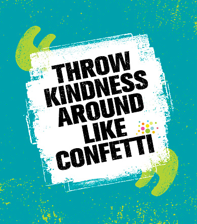 Throw Kindness Around Like Confetti. Inspiring Creative Motivation Quote Poster Template. Vector Typography Banner Design Concept On Grunge Texture Rough Background