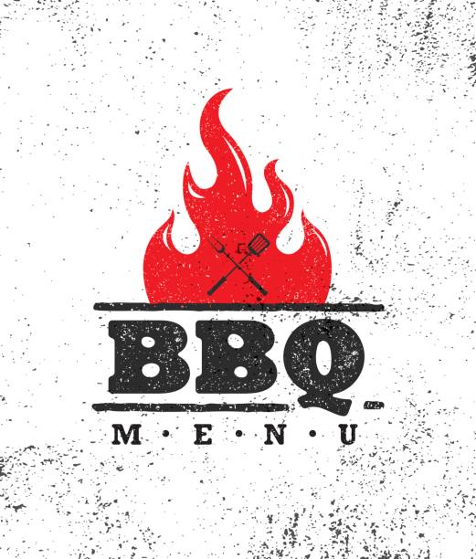 ilustrações de stock, clip art, desenhos animados e ícones de vintage outdoor food barbecue bbq graphic vector design element - barbecue grill illustrations