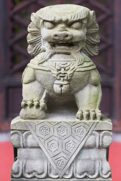 istock Stone lion statue in a temple 836607066