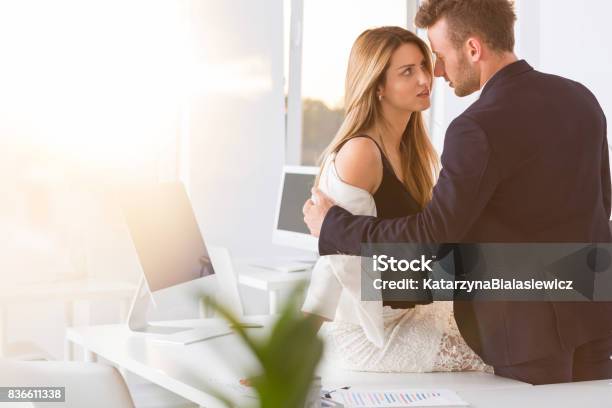 Boss Undressing Woman Stock Photo - Download Image Now - Infidelity, Office, Occupation