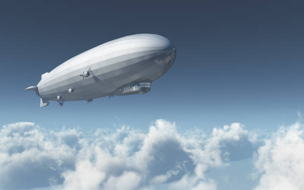 Airship over the clouds Computer generated 3D illustration with an airship over the clouds blimp stock pictures, royalty-free photos & images