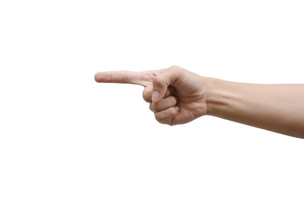 istock male hand pointing. Isolated on white background with clipping path. 836612982