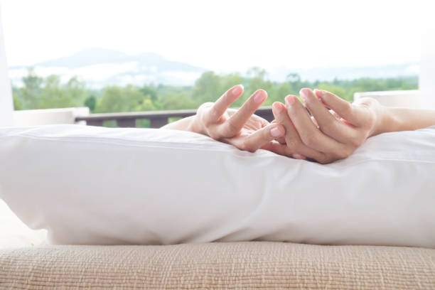 istock Woman relax on bed and enjoying mountain view. 836613322